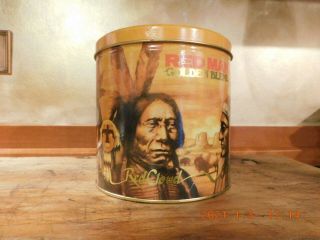 Vintage Red Man Chewing Tobacco Tin Cannister With Lid 1988 Limited Edition 6”