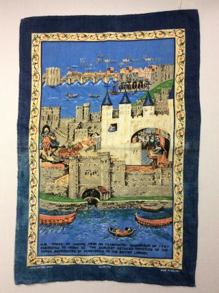 Vintage Irish Linen / Cotton Tea Towel - 1487 Tower Of London