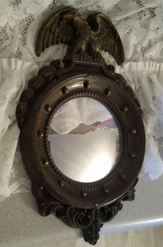 Vintage Homco 2340 Federal Eagle Nautical Porthole Convex Mirror Wall Hanging