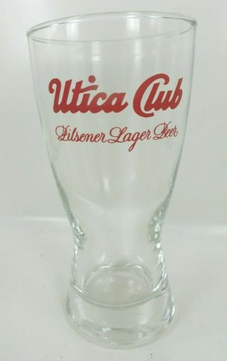 Vintage Utica Club Pilsener Lager Beer Bar Drink Glass Hourglass Shape 5.  75 " Keg