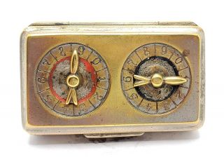 Antique Brass Match Safe Vesta Case Figural Double Roulette Wheels