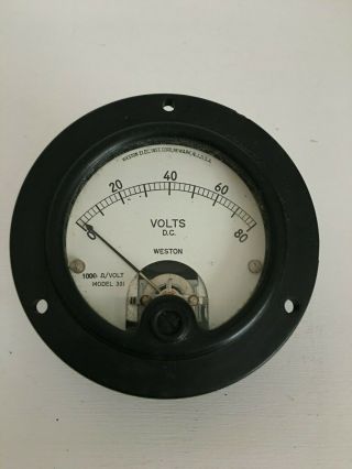 Vtg Weston Electrical Instrument Gauge Model 301 Volts Appears Un - Steampunk