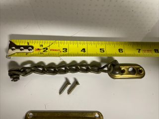 Vintage Pair Brass Plated Steel Night Latch Door Chain Security Slide Lock 3