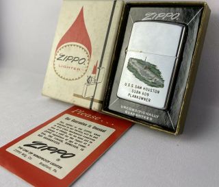 1962 Vintage Zippo Lighter Town And Country Uss Sam Houston Ssbn 609 Orig Box