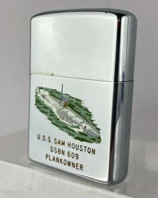 1962 Vintage Zippo Lighter Town and Country USS SAM HOUSTON SSBN 609 Orig Box 2