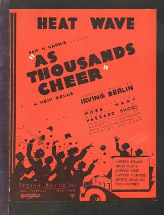 As Thousands Cheer 1933 Heat Wave Irving Berlin Show Vintage Sheet Music