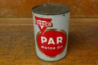 Vintage Conoco Par Motor Oil One Quart Metal Oil Can Empty - Continental Oil Co