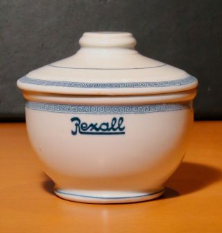 Vintage Rexall Pharmacy White Porcelain Bowl W/lid,  Shenago China,  L Barth Co.
