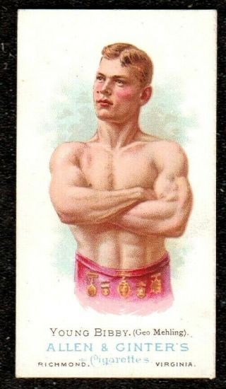 1888 Allen & Ginter The Worlds Champions Wrestler Young Bibby Cigarette Card Exc