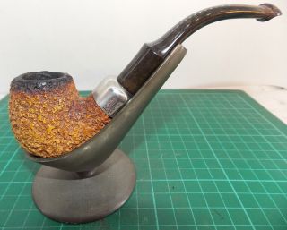 Great Looks/condition " K&p Petersons? " 314 Rustic Meerschaum Pipe & Pewter Stand