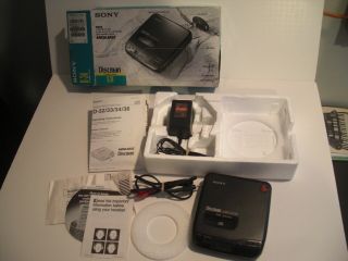 Vintage Sony Discman D - 34 Cd Compact Disc Player W/power Cord Inst Orig Box