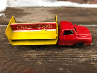 Vtg Miniature Small Coca Cola Tin Friction Truck Coke 3.  75 " Linemar C.  1950s
