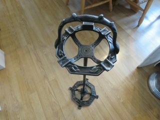 Antique/vintage Iron 31 & 3/4 " Tall Stand With Brass Cigar/cigarette Ashtray