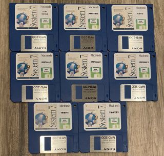Vintage Apple Macintosh Os System 7 800k 3.  5” Floppy Disks