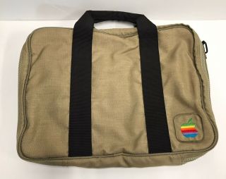 Vintage Rainbow Apple Logo Tan Canvas Messenger Laptop Bag Case - Brand Mac