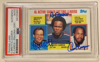 1984 Topps Signed Autographed George Brett Rod Carew Coop Baseball Card Psa/dna