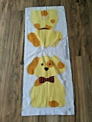 Vintage Cotton Flannel Fabric Panel Yellow/gold Puppy Dog