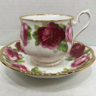 Vintage Royal Albert Old English Rose Teacup And Saucer