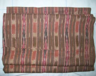 Vintage Brown Ikat Or Southwest Stripe Cotton Flannel Fabric 2 8/9 Yards