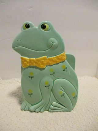 Otagiri Ceramic Frog Green Napkin Holder Vintage Labeled 6 1/2 