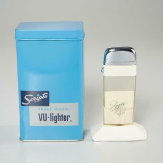 Vintage Scripto Table Model Vu Lighter W/ Liberaci Design,  Incl.  Box