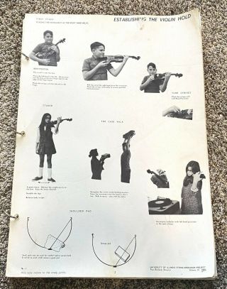 Large Violin String Instructional Guide 1969 Paul Rolland Univ.  Of Illinois Vtg