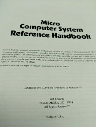 MOTOROLA M6800 Micro Computer System Reference Handbook 1974 - 6800 2