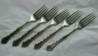 5) Vintage Oneida Community Satinique Stainless Flatware 7 3/8 " Dinner Forks