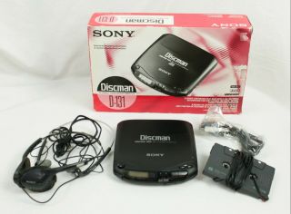 Vintage Sony Discman D - 131 Cd Compact Disc Player Box Headphones Car