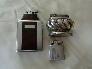 3 Vintage Ronson Lighters,  Cigarette Case,  Table And Pocket