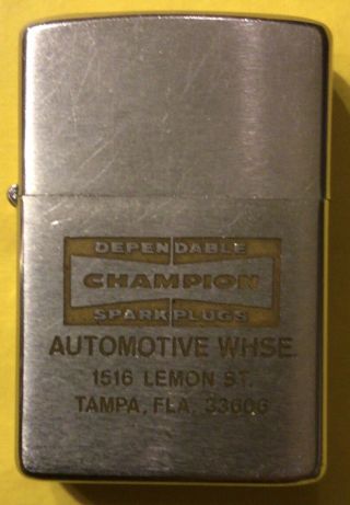 Vintage Champion Dependable Spark Plugs Automotive Whse Zippo Lighter