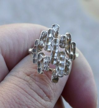 Vintage Mid - Century Modern Sterling Silver Ring - Size 6.  75
