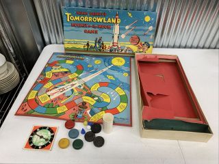 Vintage 1956 Walt Disney’s Tomorrowland Rocket To The Moon Game By Parker Bros.