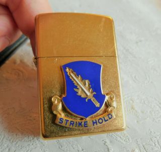 2004 Vintage Brass Zippo W/ 504th Airborne Infantry Insignia - " Strike Hold "