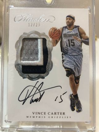 2016 - 17 Panini Flawless Vince Carter Patch Auto 12/25 Silver Sp Patch