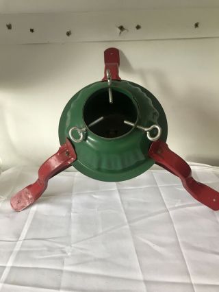 Vintage Christmas Tree Stand 40’s - 50’s Red And Green Cabin Decor