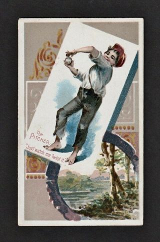 N136 Terrors: Baseball Subject: The Pitcher: Duke Tobacco Cigarette Card 1889