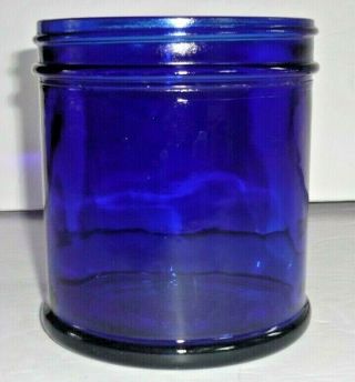 Antique Vintage Cobalt Blue Glass Tobacco Jar Humidor w/ Tin Cover,  M 4 3