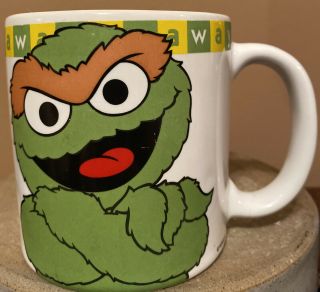 Vintage Sesame Street Muppets Oscar The Grouch Ceramic Cup Mug Jim Henson Vtg