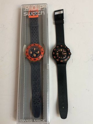 Vintage Set Of 2 Swatch Watches Swiss Retro Orange And Black