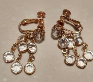 Signed Miriam Haskell Vintage Drop Crystal Earrings