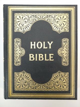 Vintage 1971 Large Family Holy Bible Red Letter King James Black Leather Cover