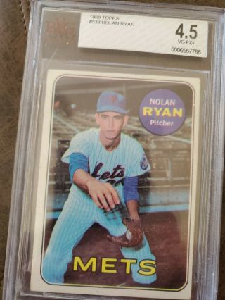 1969 Topps 533 Nolan Ryan Bgs 4.  5 Vg - Ex,  Graded Card Ny Mets Hof Baseball