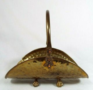 Vintage Mini Brass Hammered Claw Foot Log Holder Fireplace Wood Carriers