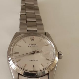 Vintage Rolex Oysterdate Precision Steel Automatic Watch 6694 Circa 1966