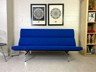 Herman Miller Eames Compact Sofa Authentic Mid Century Modern Blue
