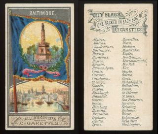 1880s N6 Allen & Ginter City Flags " Baltimore " Vg Aa - 11234