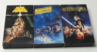 Vintage 1990 Theatrical Star Wars Vhs Trilogy Cbs Fox Red Label