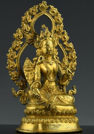 Fine Antique Chinese Ormolu Gold Gilt Bronze Buddha Figure Ming Qing Dynasty