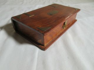 Vintage Book Shaped Wooden Box For Trinkets Or Jewelry 8x5x2 Inches